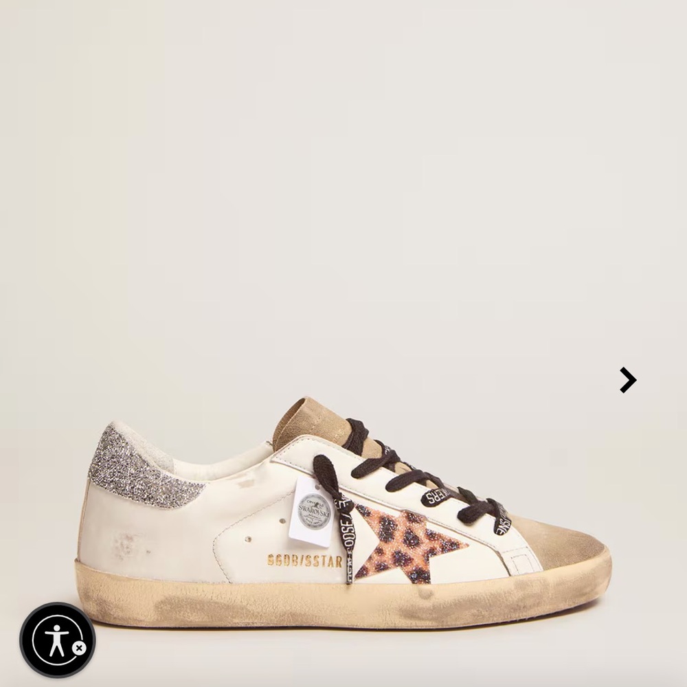 Women's Super-Star LTD with leopard print and Swarovski crystal star 39 8.5-9